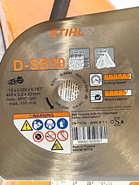 STIHL D-SB90 Premium Diamond Wheel 16"x20MM Image 2