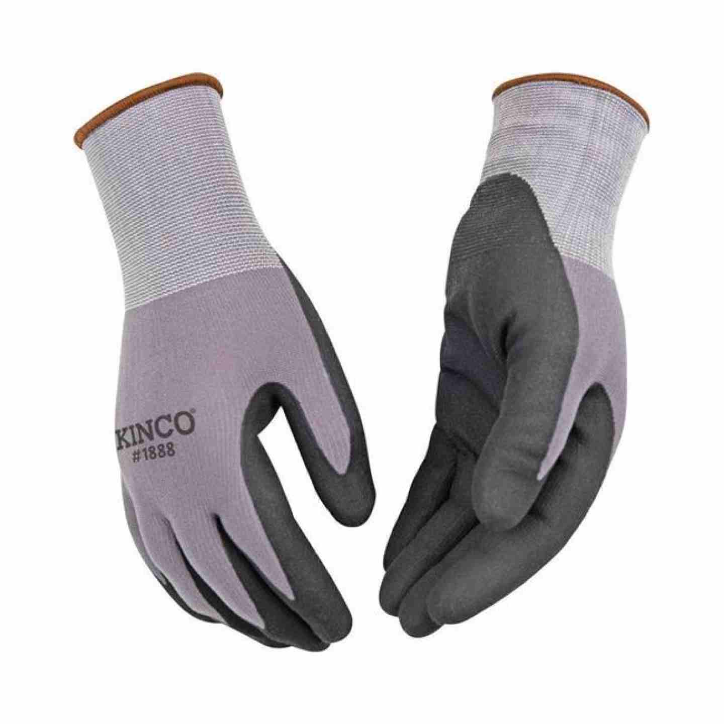 Kinco Gray Nylon-Spandex Knit Shell & CoolCoat™ Micro-Foam Nitrile Palm, Large Image 1