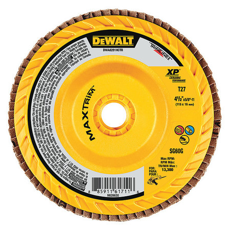 DeWalt 4-1/2" x 5/8"-11 60G T27 Elite Ceramic Trim Flap Wheel Image 1