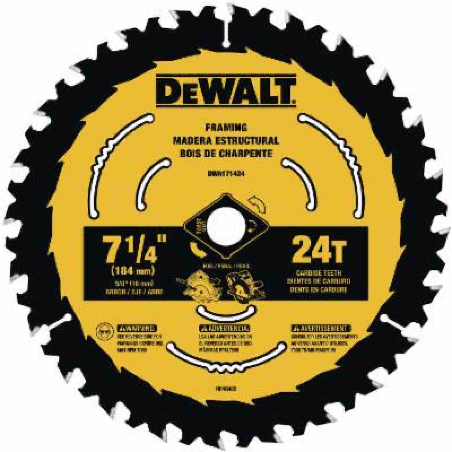 DeWalt 7-1/4" 24T Circular Saw Framing Blade-2PK Image 1