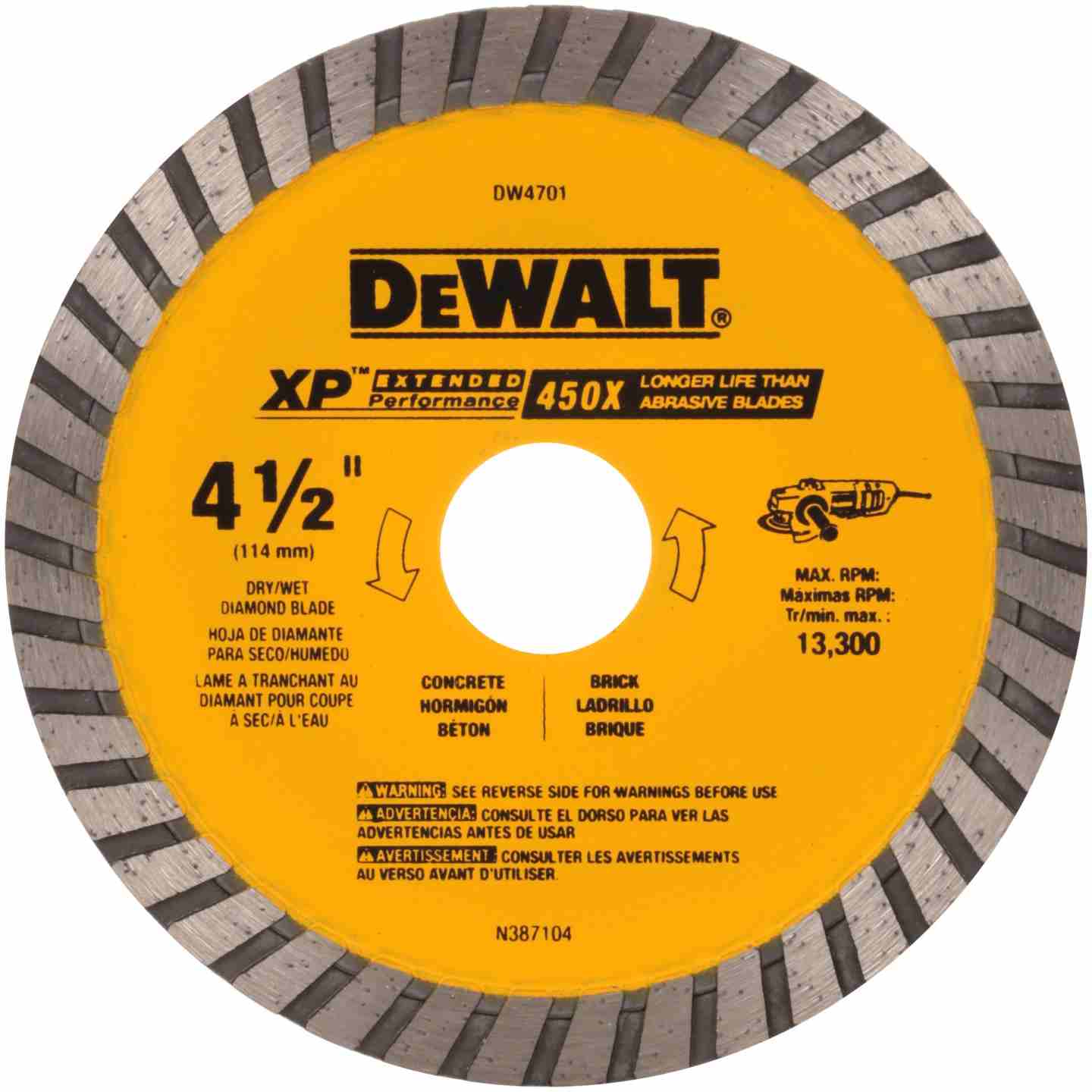 DeWalt XP Turbo Blade 4-1/2" x 7/8" Image 1