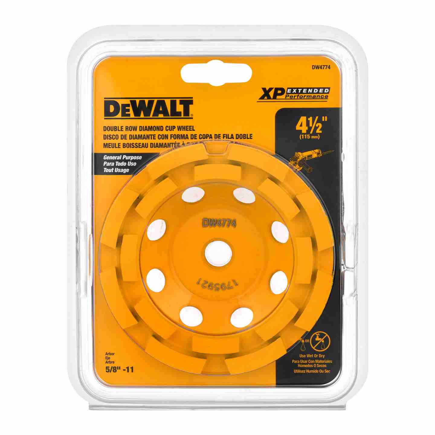 DeWalt Double Row Diamond Cup Wheel 4-1/2" x 5/8"-11 Image 1