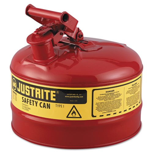2.5 Gallon Steel Safety Can for Flammables, Type I, Flame Arrester, Red 