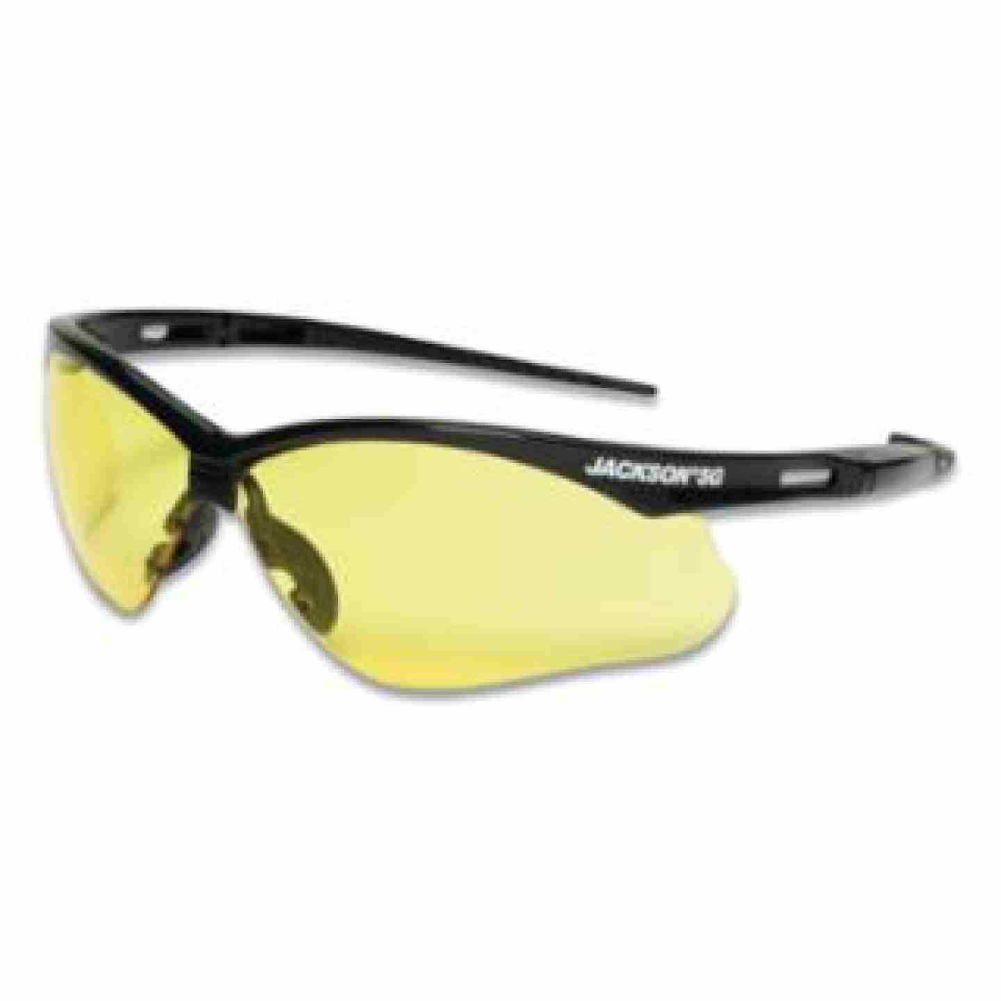 Jackson Safety Glasses with Black Frame and Amber Lens Image 1