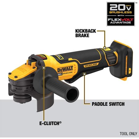 DeWalt 20V MAX* Brushless Cordless 4-1/2 in. - 5 in. Paddle Switch Angle Grinder with FLEXVOLT ADVANTAGE™ (Tool Only)