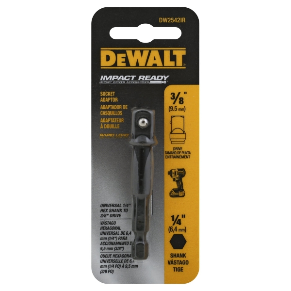 DeWalt IMPACT READY® 1/4" Hex Shank to 3/8" Socket Adaptor Image 1