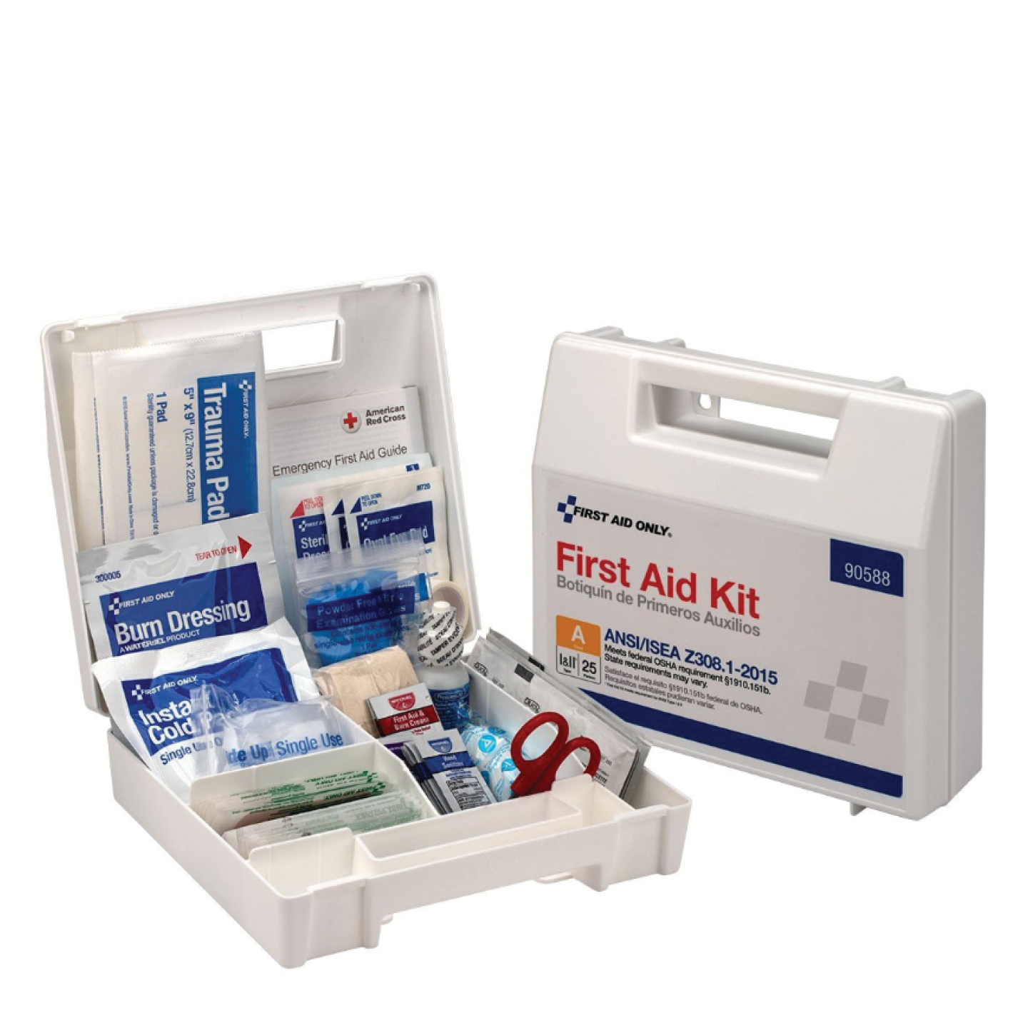 First Aid Only® Portable First Aid Kit, 7-1/4 in H x 9-1/2 in W x 2-3/4 in D, Plastic Case Image 2