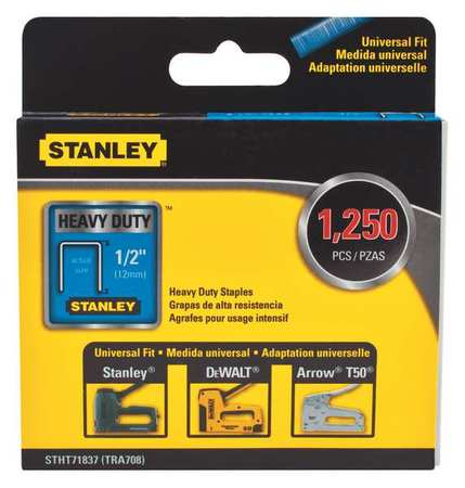 Stanley 1,250 pc 1/2" Heavy Duty Narrow Crown Staples