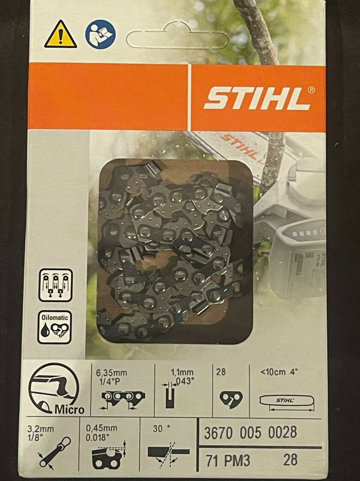 STIHL 71PM3-28 1/4"-0.043"-28 Drive Link Chain Image 1