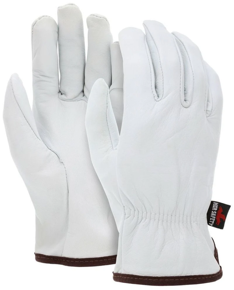 MCR Safety 3601 Premium Grain Goatskin White Leather, Drivers Work Gloves, Large  Image 1