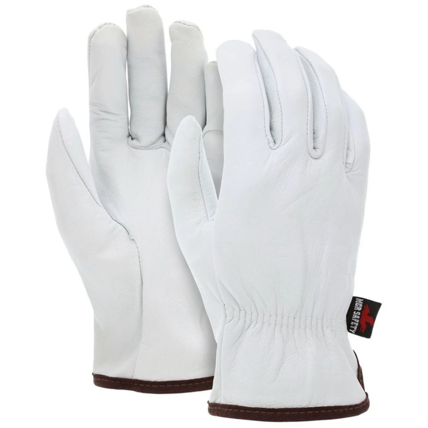 MCR Safety 3601 Premium Grain Goatskin White Leather, Drivers Work Gloves, Large Image 1