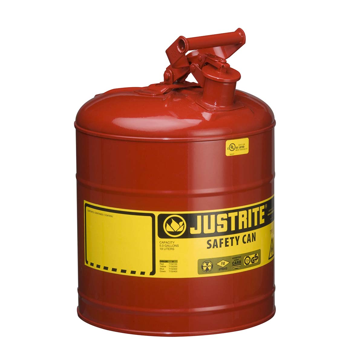 5 Gallon Steel Safety Can for Flammables, Type I, Flame Arrester, Red 
