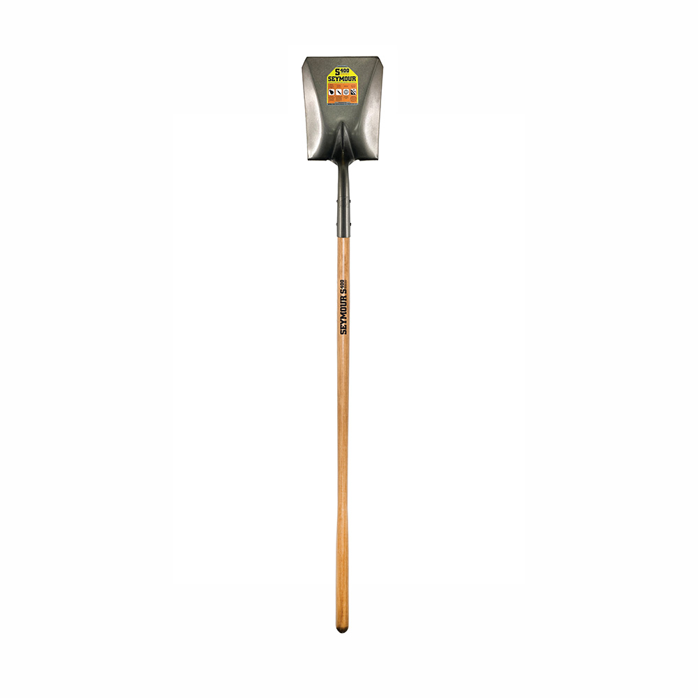 Square Point Shovel, Forward Turned Step, 48" Precision Lathe Turned Hardwood Handle Image 1