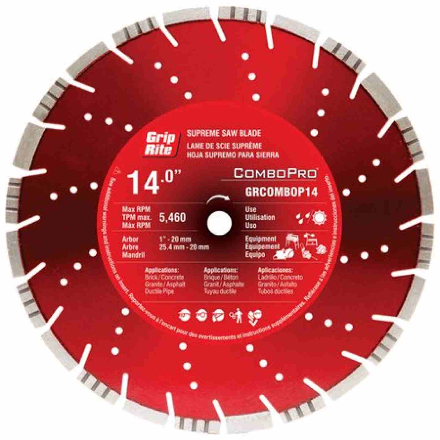 Grip Rite 14" Diamond Combination Blade Red GRCOMBOPRO14 Image 1