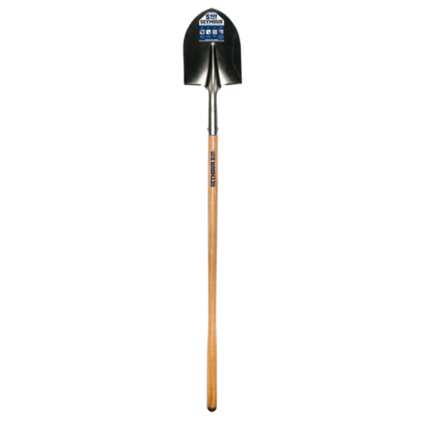 16 Ga. Round Point Shovel, 48" Hardwood Handle
