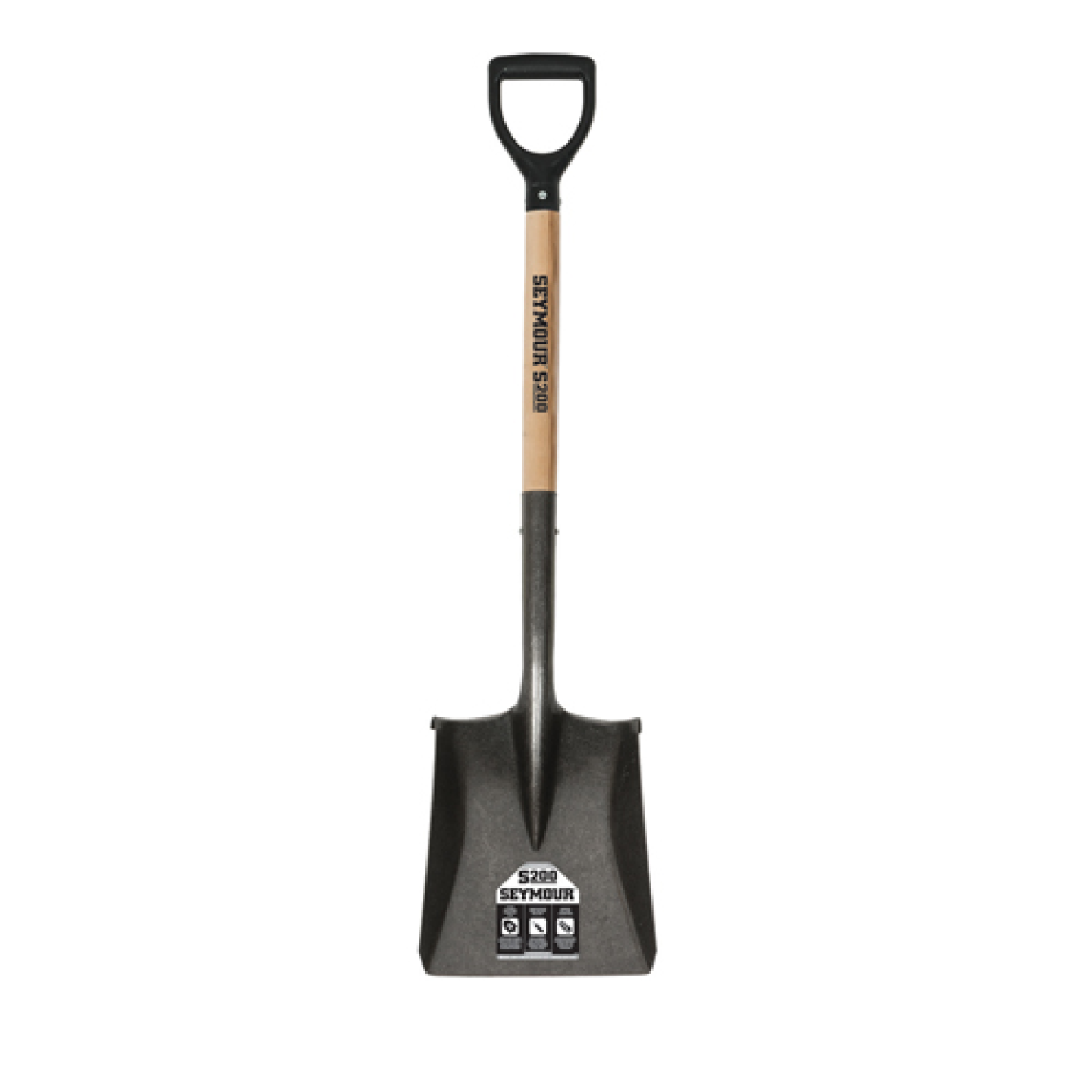 Seymour 16 Ga. Square Point Shovel, 26" Hardwood Handle, Black Poly D-Grip Image 1