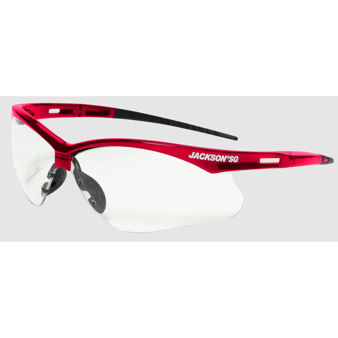 Jackson SG Safety Glasses with Red Frame and Clear Anti-Fog Lens Image 1