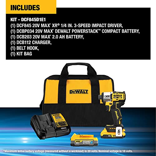 DeWalt 20V MAX* XR® 3-Speed 1/4 in. Impact Driver with DEWALT POWERSTACK™ Kit Image 3