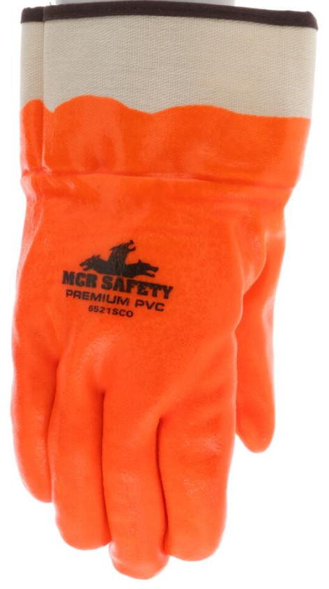 MCR Safety PVC Coated Insulated Work Gloves - Double Dipped Hi-Vis Orange - Sandy Finish - Protective Safety Cuff  Image 1