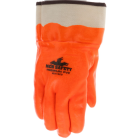 MCR Safety PVC Coated Insulated Work Gloves - Double Dipped Hi-Vis Orange - Sandy Finish - Protective Safety Cuff Image 1