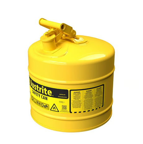 5 Gallon Steel Safety Can for Diesel, Type I, Flame Arrester, Yellow 