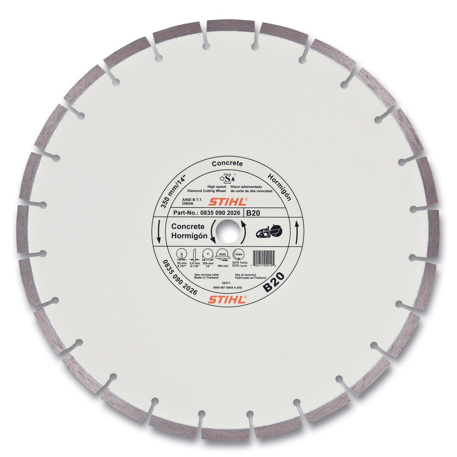 STIHL D-B20 Quality Diamond Wheel 14"X20MM
