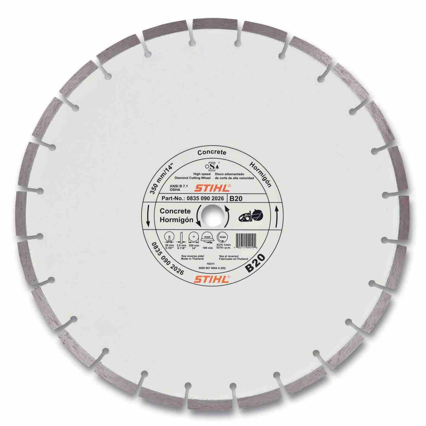 STIHL D-B20 Quality Diamond Wheel 14"X20MM Image 1