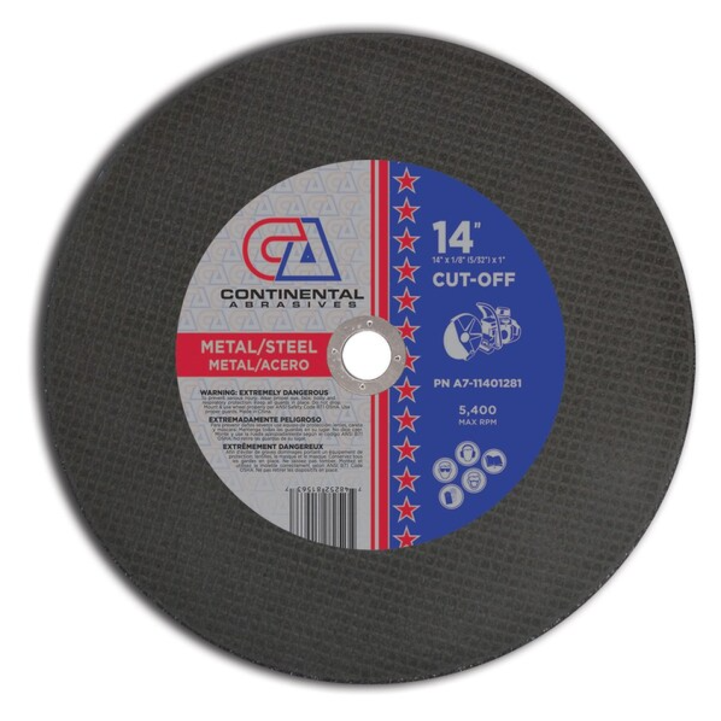 Abrasive Metal Blade 14" x 1/8" (5/32") x 1" T1 Triple Reinforced Gas Powered Saw Wheels For Metal Image 1