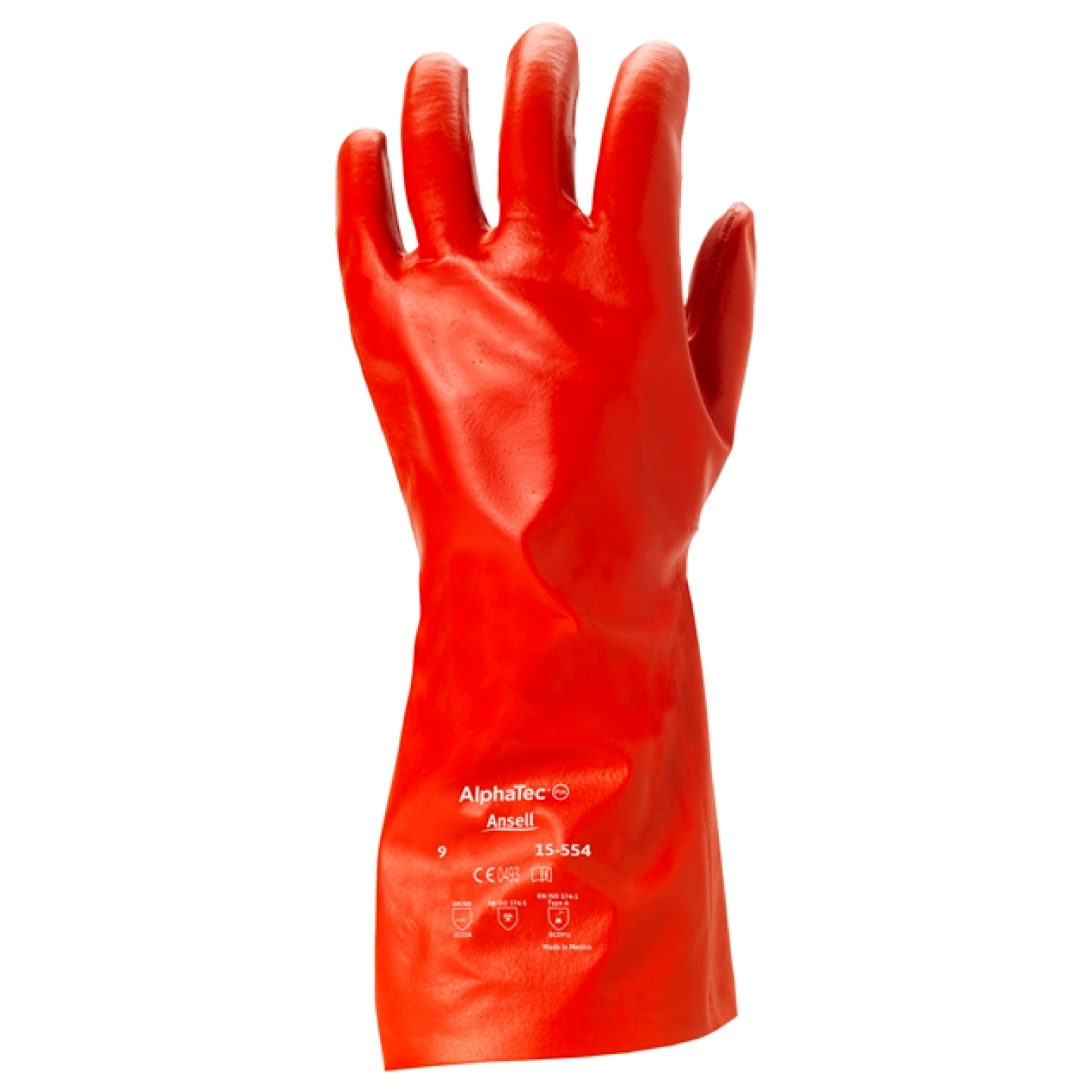Ansell Alpha Tec Interlock Cotton Lined Supported PVA Chemical Resistant Gloves, Red, Size 10 Image 1