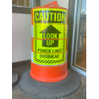 Plasticade Commander 23 1/2" x 39" Orange High Density Polyethylene Traffic Drum with (4) 6" HIP Grade Sheeting Strips Image 1