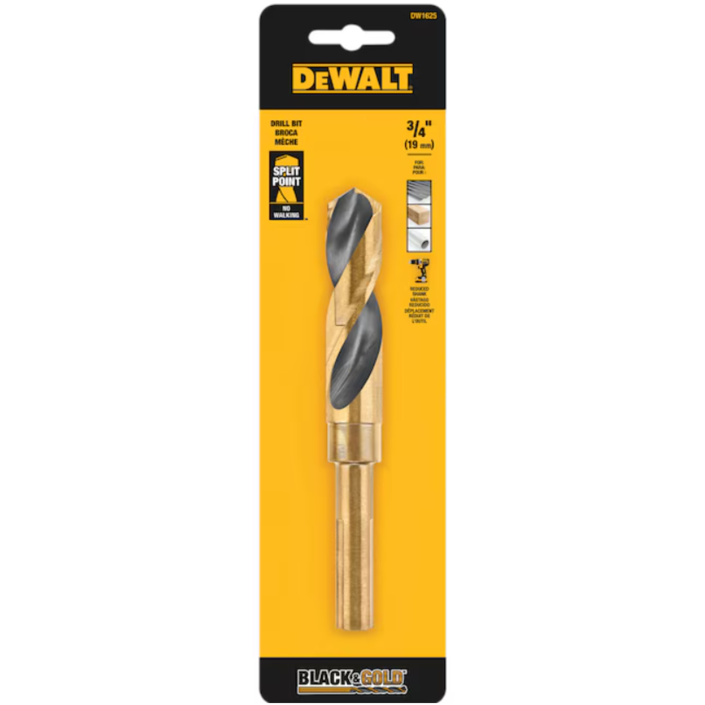 DeWalt 3/4-in x 5-7/8-in Black and Gold Coated HSS Silver and Deming Twist Drill Bit Image 1