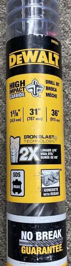 DeWalt Elite Series 1-3/8" x 31" x 36" 4 Cutter SDS MAX Masonry Drill Bits Image 1