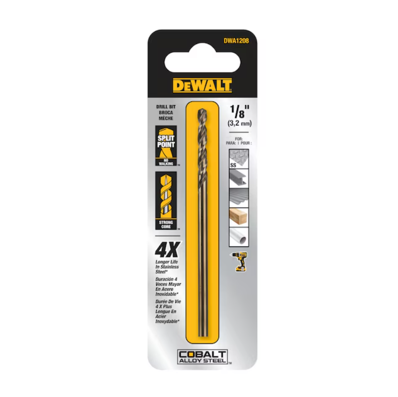 DeWalt 1/8" Pilot Point Cobalt Alloy Steel Drill Bits Image 1