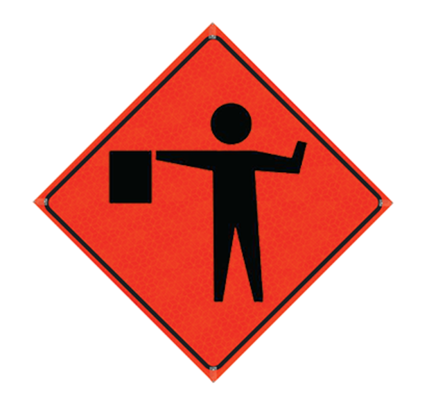 Watch Dog Reflective Orange Vinyl Roll-Up Sign, 48"x48"