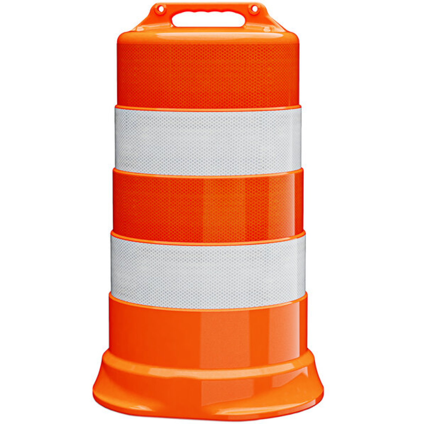 Plasticade Commander 23 1/2" x 39" Orange High Density Polyethylene Traffic Drum with (4) 6" Diamond Grade Sheeting Strips Image 2