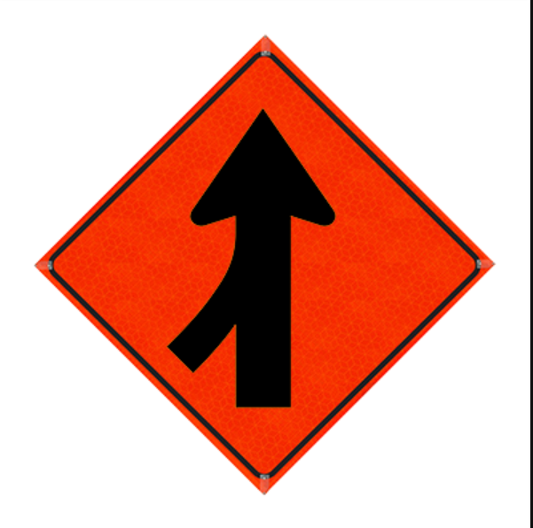 Watch Dog Reflective Orange Vinyl Roll-Up Sign, 36"x36" Merge Left 