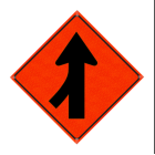 Watch Dog Reflective Orange Vinyl Roll-Up Sign, 36"x36" Merge Left Image 1