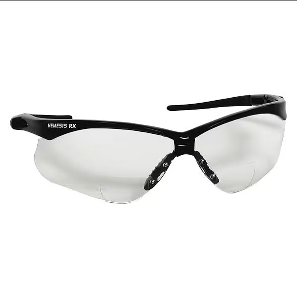 Nemesis V60 RX Reader Safety Glasses, Black Wraparound Frame, 1.0 Diopter, Clear Lens, Universal