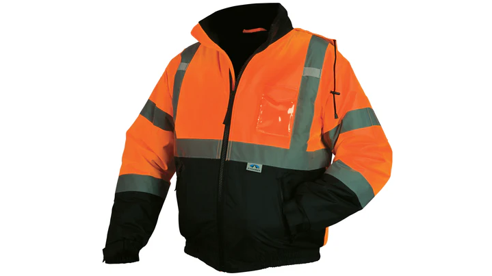 Hi-Vis Orange, Bomber Jacket w/ Quilted Lining, Large