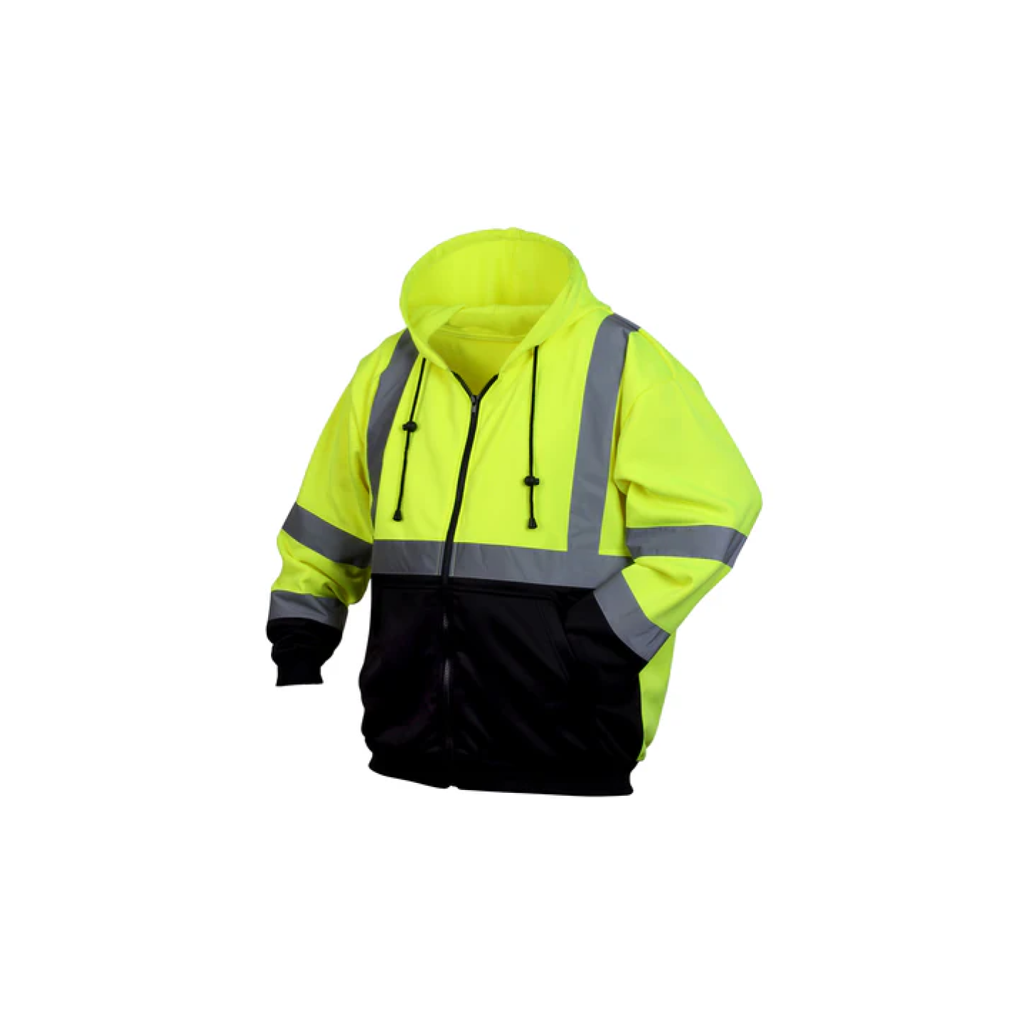 Pyramex Hi-Vis Lime, Zipper Sweatshirt w/ Black Bottom, XXX-Large Image 1