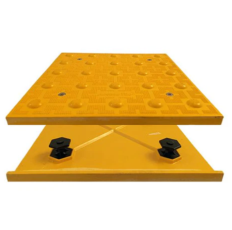 Access Tile Federal Yellow Replaceable ADA Detectable Warning Mat - 2' x 2'