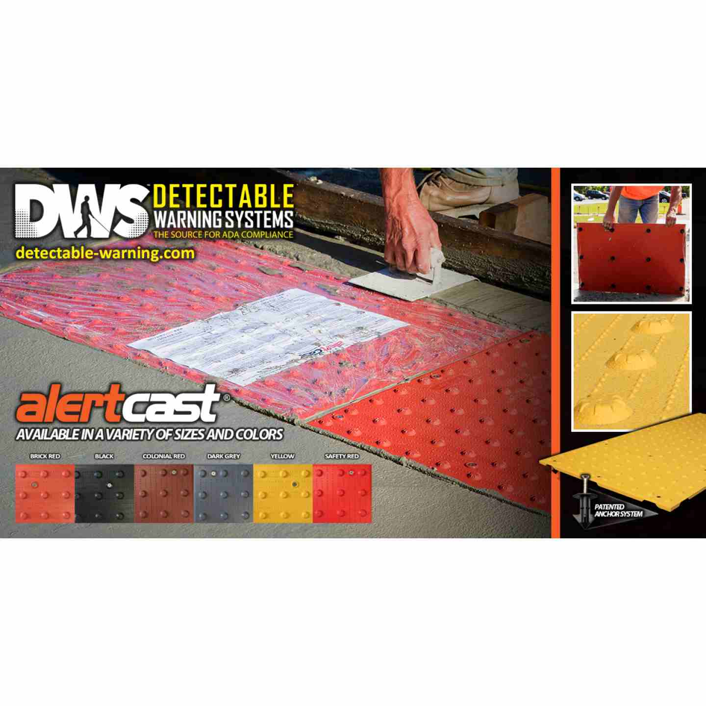 DWS AlertCast 2'x5' Replaceable ADA Tile - Yellow Image 2