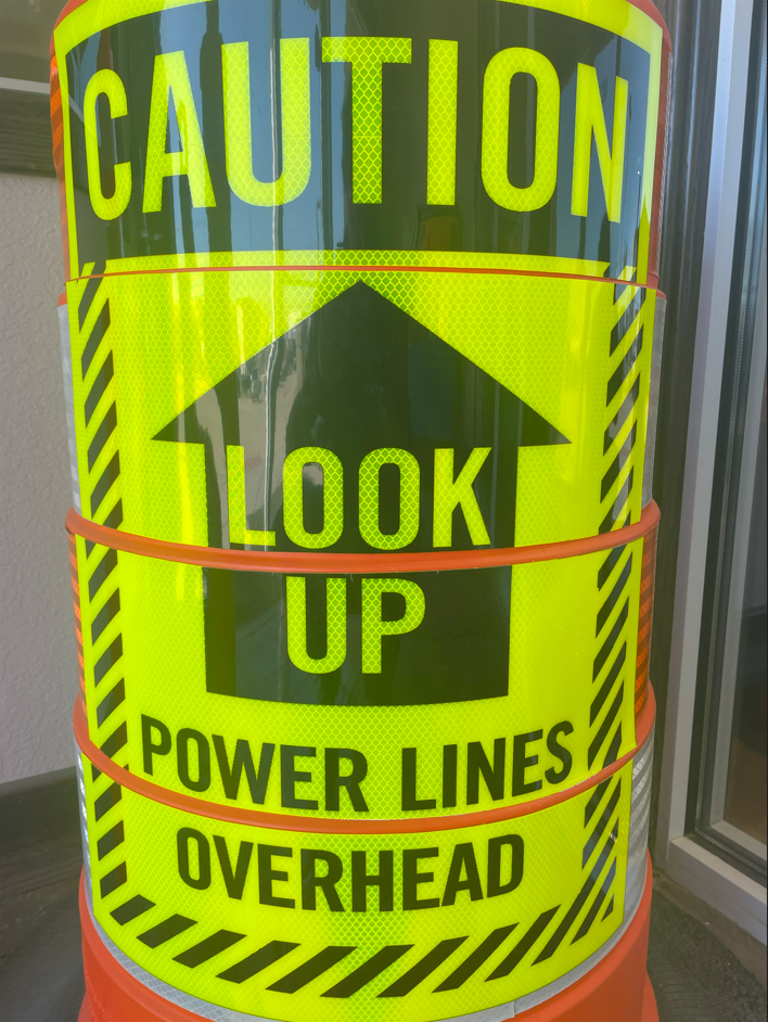 "Caution Look Up Power Lines Overhead" Drum Sheet Vinyl 