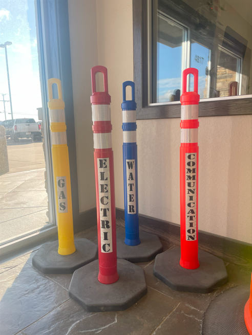 JBC 42" Safety Arch Top Traffic Delineator Post Kit - Blue Post + 12 LBS Base