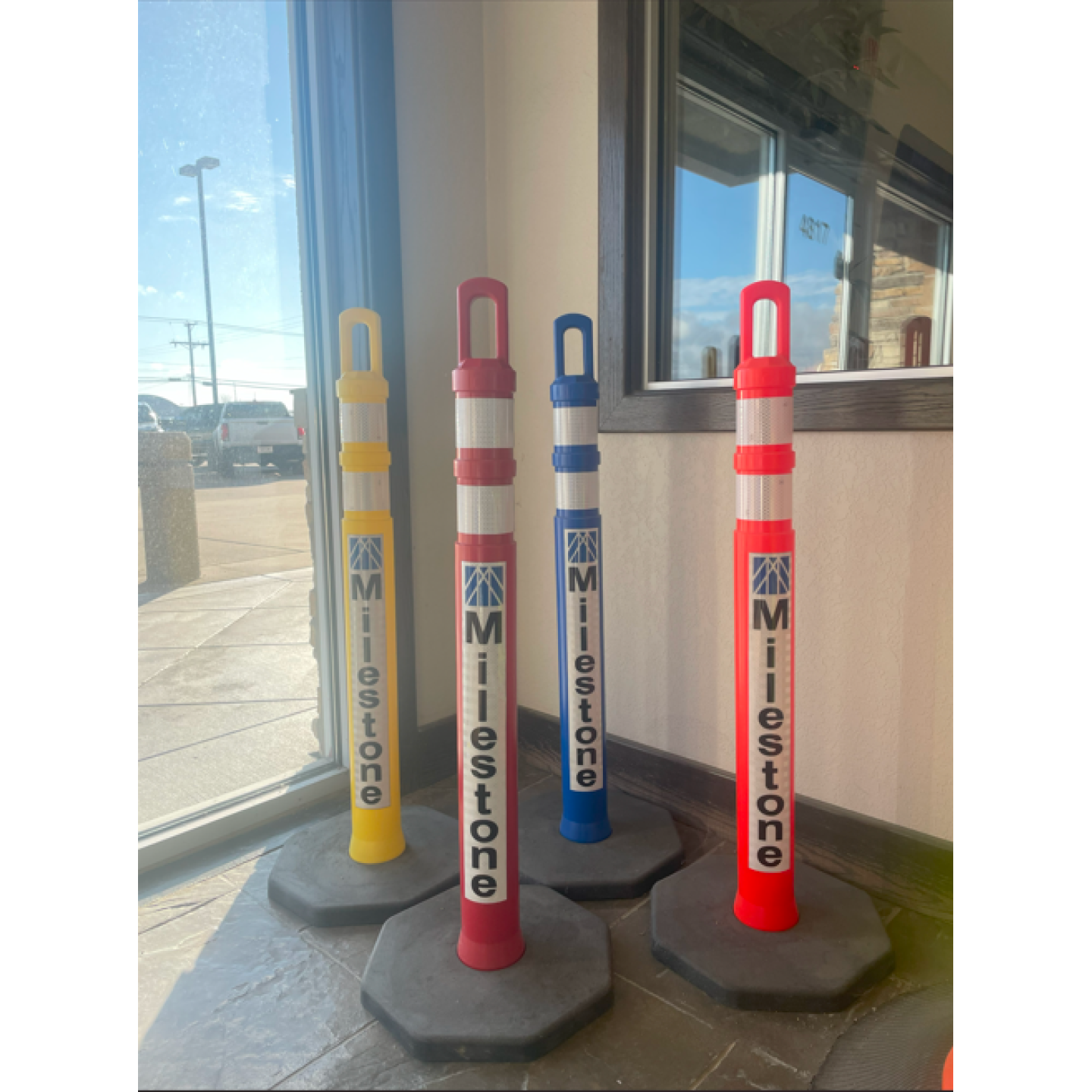 JBC 42" Safety Arch Top Traffic Delineator Post Kit - Yellow Post + 12 LBS Base Image 2