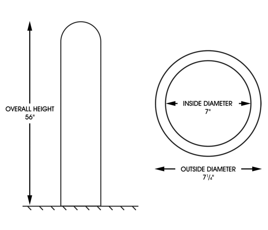 6" x 56" Yellow Domed Bollard Cover/Sleeve Image 2