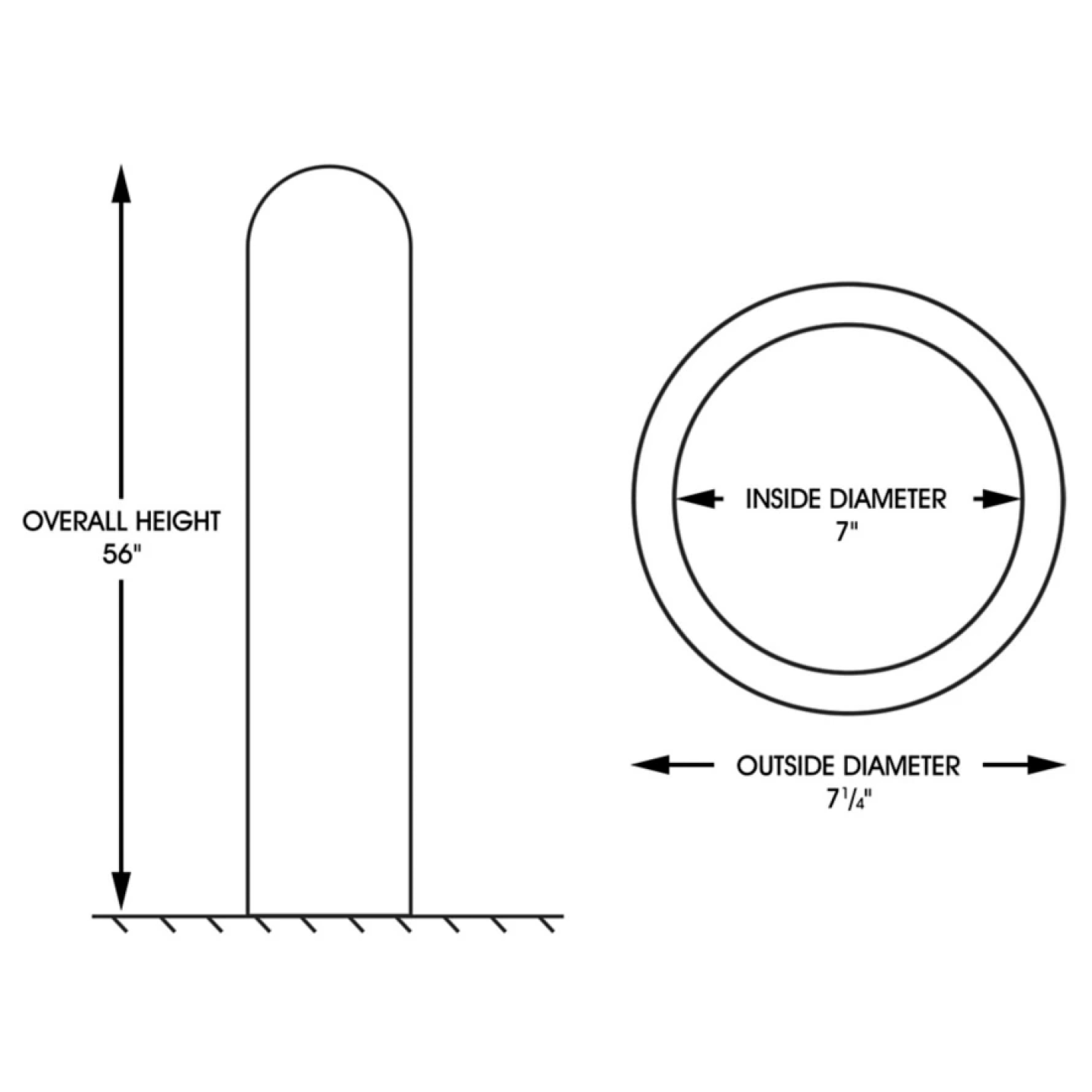 6" x 56" Yellow Domed Bollard Cover/Sleeve Image 2