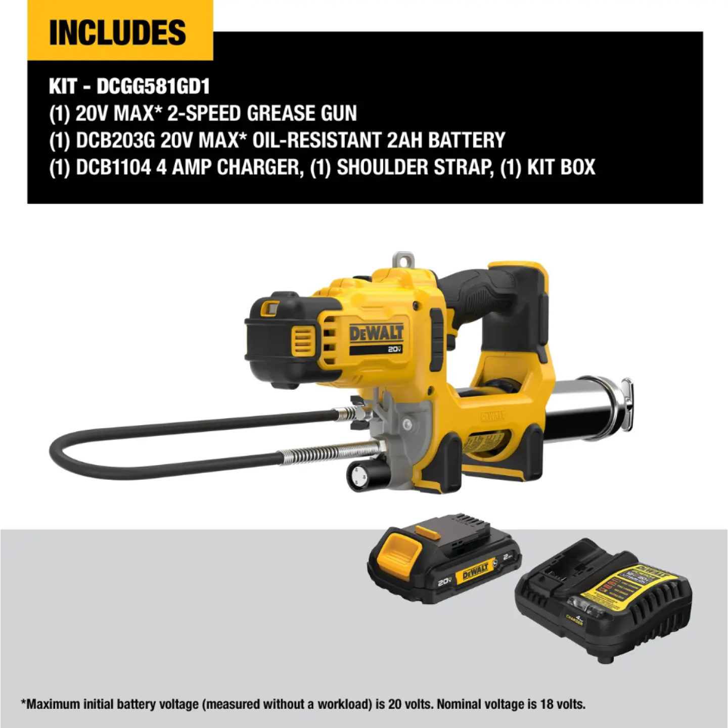 DeWalt 20V Max 2-Speed Grease Gun Kit W/ 2Ah Battery Image 1