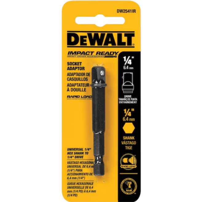 DeWalt IMPACT READY® 1/4" Hex Shank to 1/4" Socket Adaptor Image 1