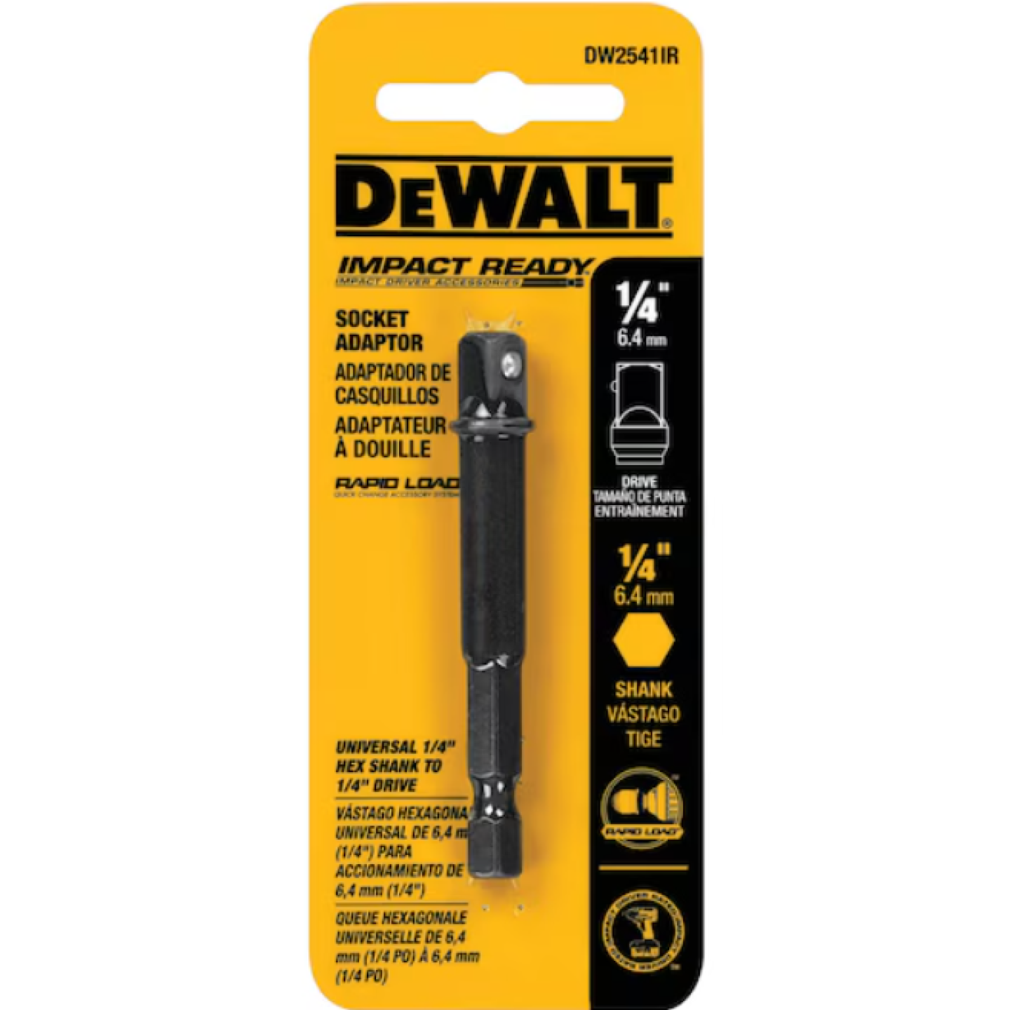 DeWalt IMPACT READY® 1/4" Hex Shank to 1/4" Socket Adaptor Image 1